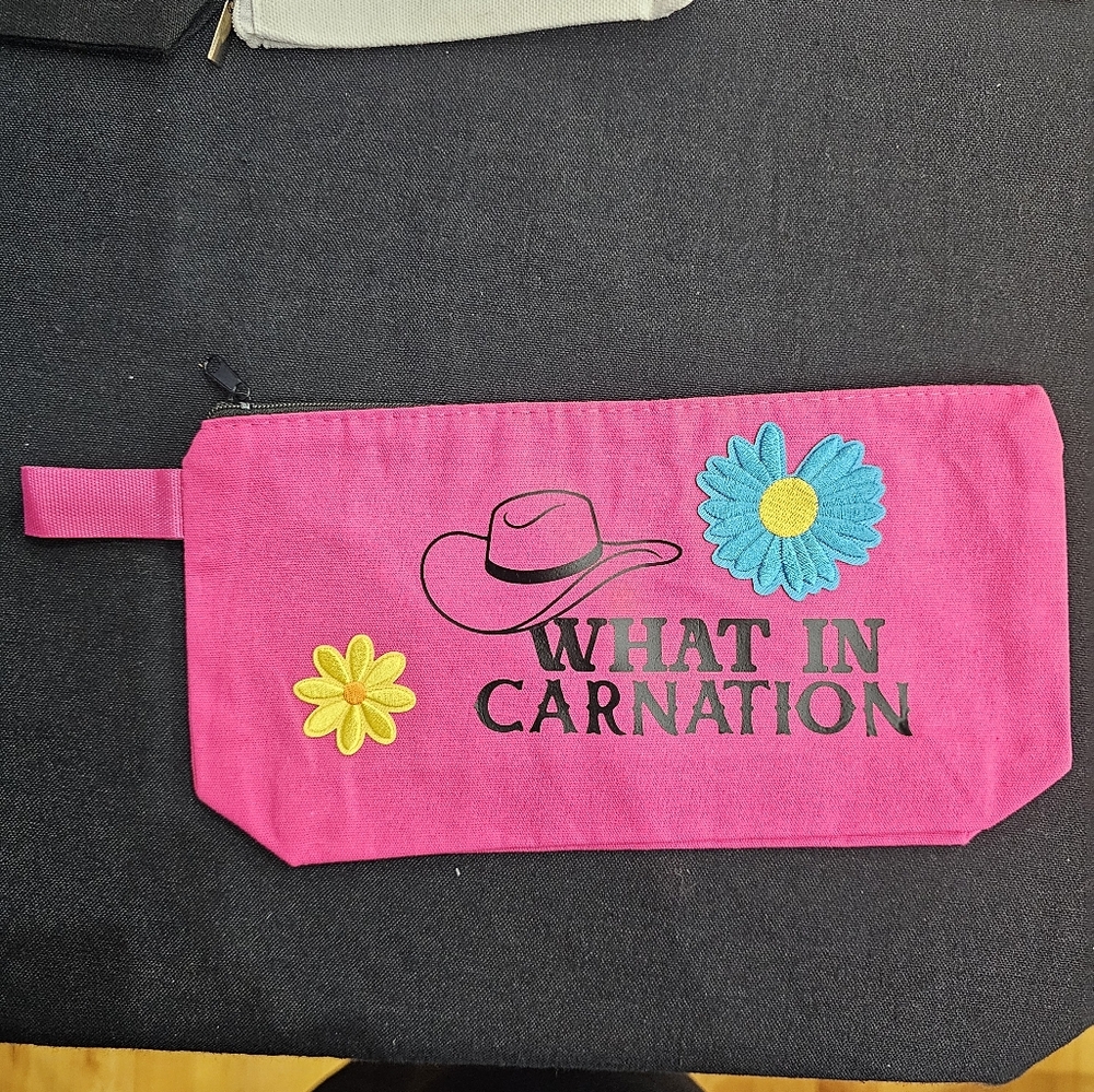 Handmade Beautiful Beacons What in Carnation Bright Pink Flower Pouch